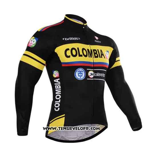 2015 Maillot Ciclismo La colombie Noir et Jaune Manches Longues et Cuissard